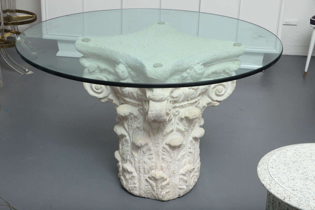 Italian Corinthian Column Stone Pedestal Table For Sale