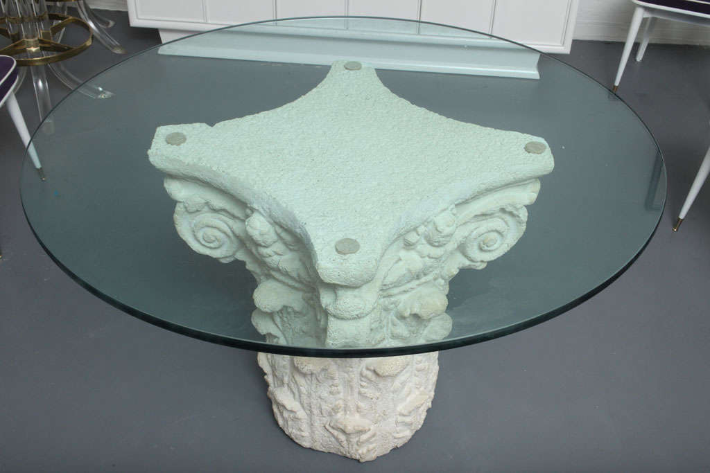 Corinthian Column Stone Pedestal Table For Sale 3