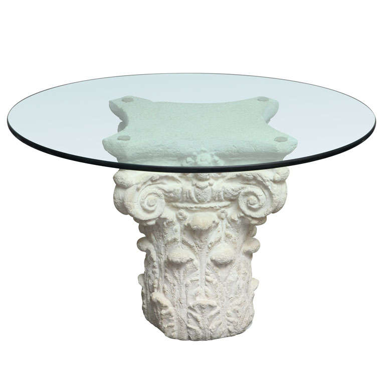 Corinthian Column Stone Pedestal Table For Sale