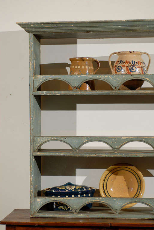 Painted English Plate Rack with Semi Circular Fretting, circa 1900 In Good Condition In Atlanta, GA