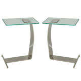 Pair of Pace Nickel Plated and Glass Tables