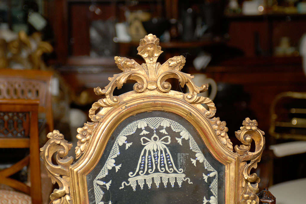 Italian Pair of 19th Century Venetian Etched Mirrors, Cartouche Shape For Sale