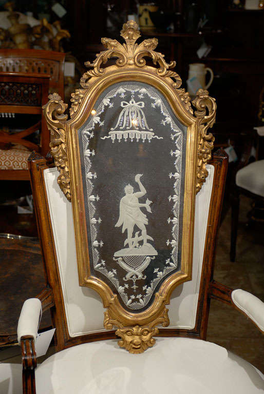 Pair of 19th Century Venetian Etched Mirrors, Cartouche Shape For Sale 4