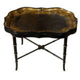 19thc Paper Mache Tray Table On Later Stand