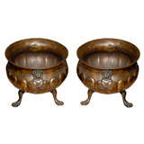 Pair Of 19thc Large English Bronze Colored Cache Pot
