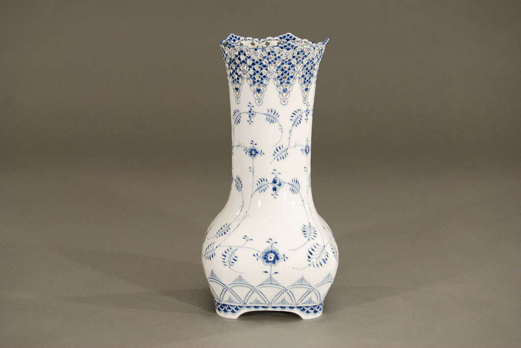 This is a rare example of Royal Copenhagen's classic hand painted blue and white flower pattern of 