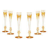 Antique Set of 6 19th c. Venetian Champagne Flutes With Gold