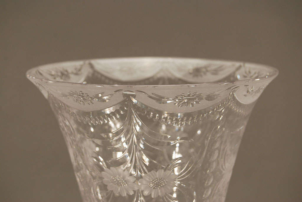 Matched Pair of Crystal Trumpet Vases-Pairpoint In Excellent Condition For Sale In Great Barrington, MA