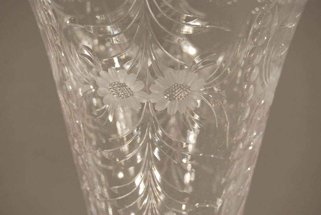 Matched Pair of Crystal Trumpet Vases-Pairpoint For Sale 1