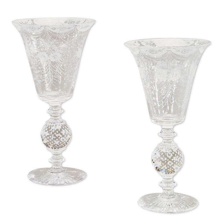 Matched Pair of Crystal Trumpet VasesPairpoint For Sale at 1stDibs
