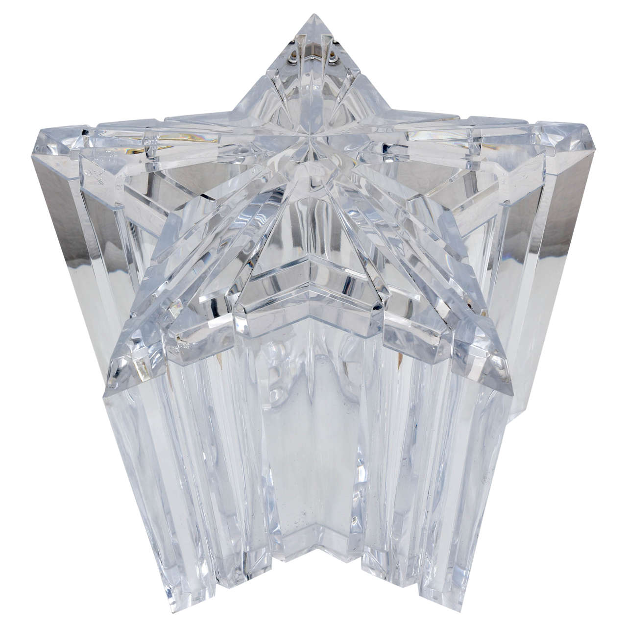 Hollywood Regency Style Lucite Ice Bucket with Star-Shaped Form