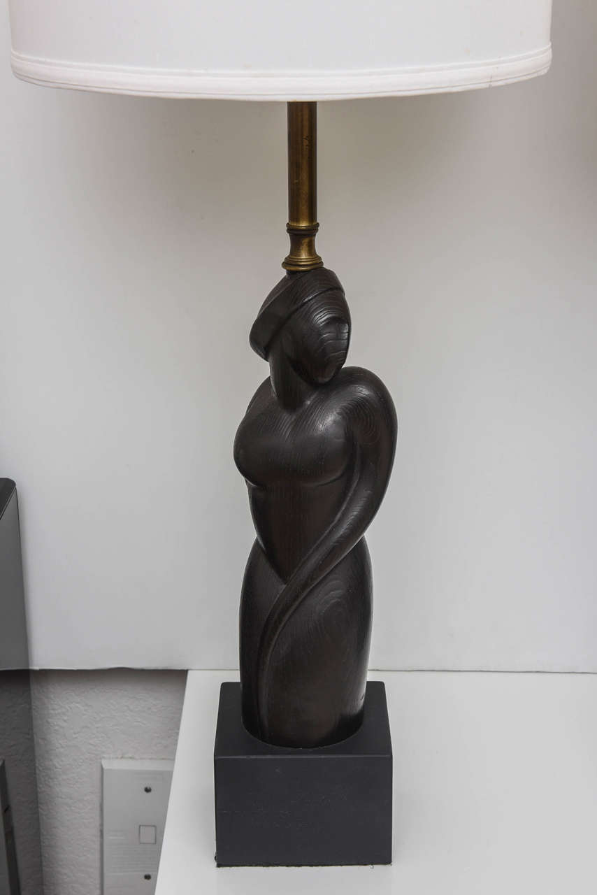 Pair of Art Deco Style Table Lamps with Male and Female Torsos, Mid