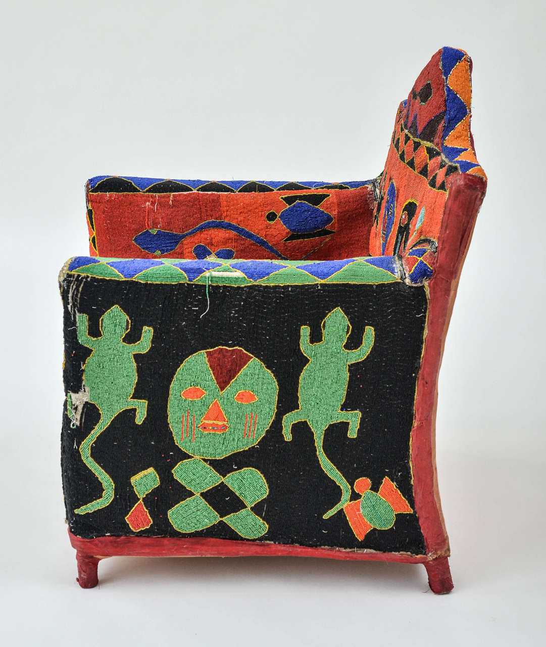 20th Century African Beaded Yoruba Chair