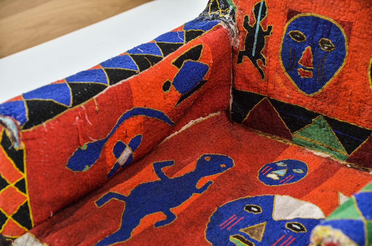 African Beaded Yoruba Chair 1