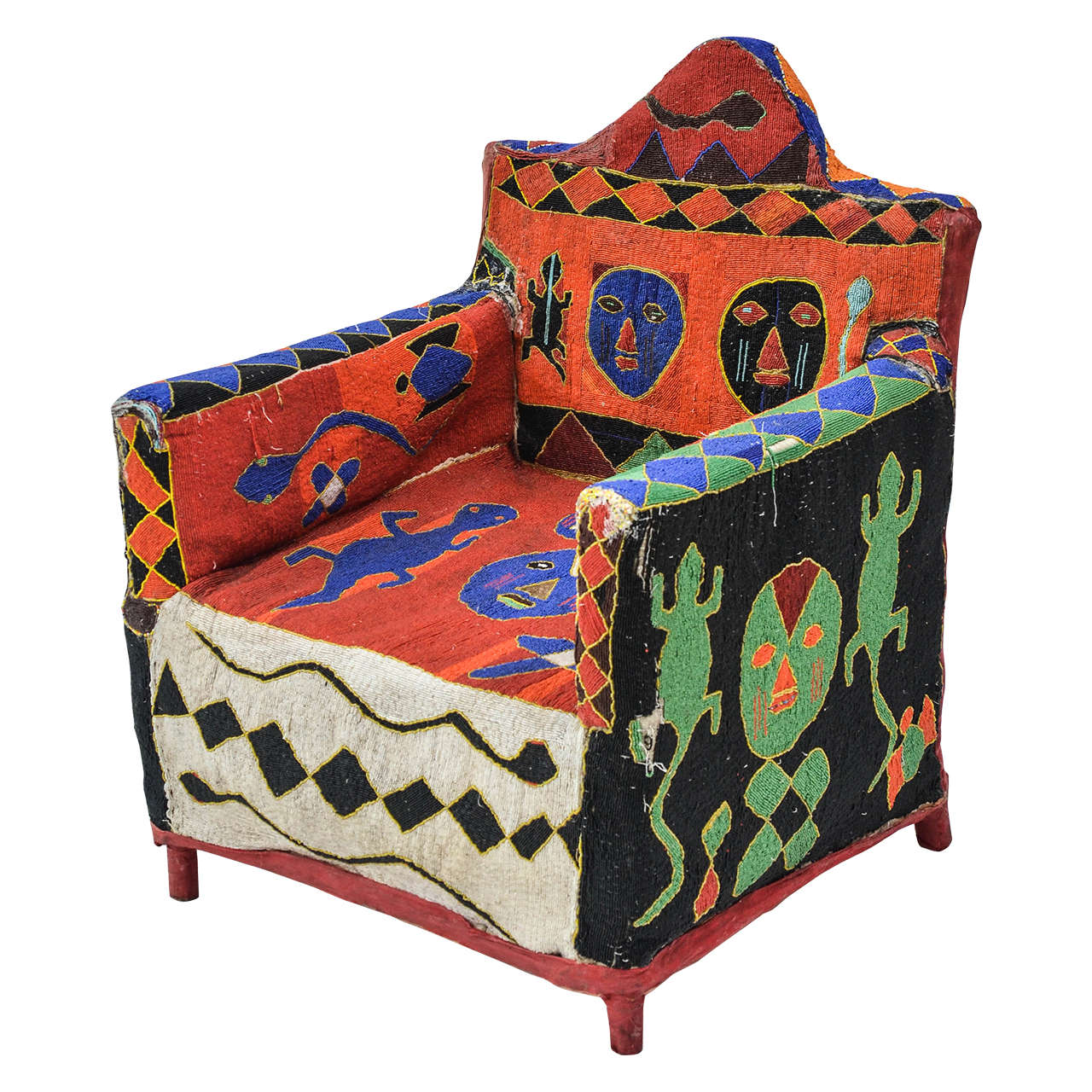African Beaded Yoruba Chair