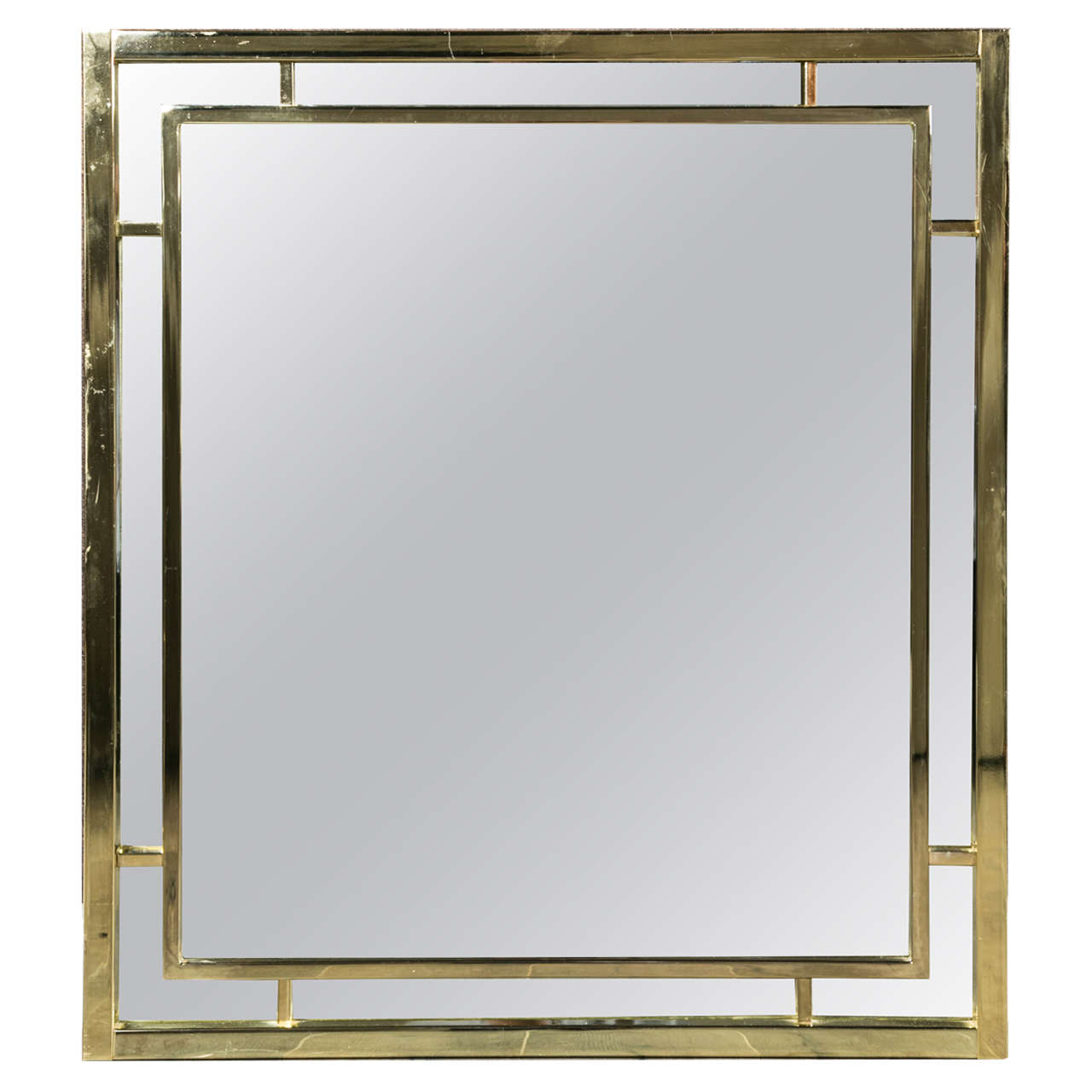 1970 Brass Mirror For Sale