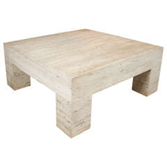 Modern Honed Monolithic Travertine Coffee Table
