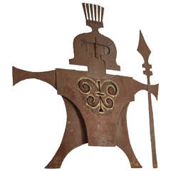 Vintage Gladiator Metal Garden Wall Sculpture