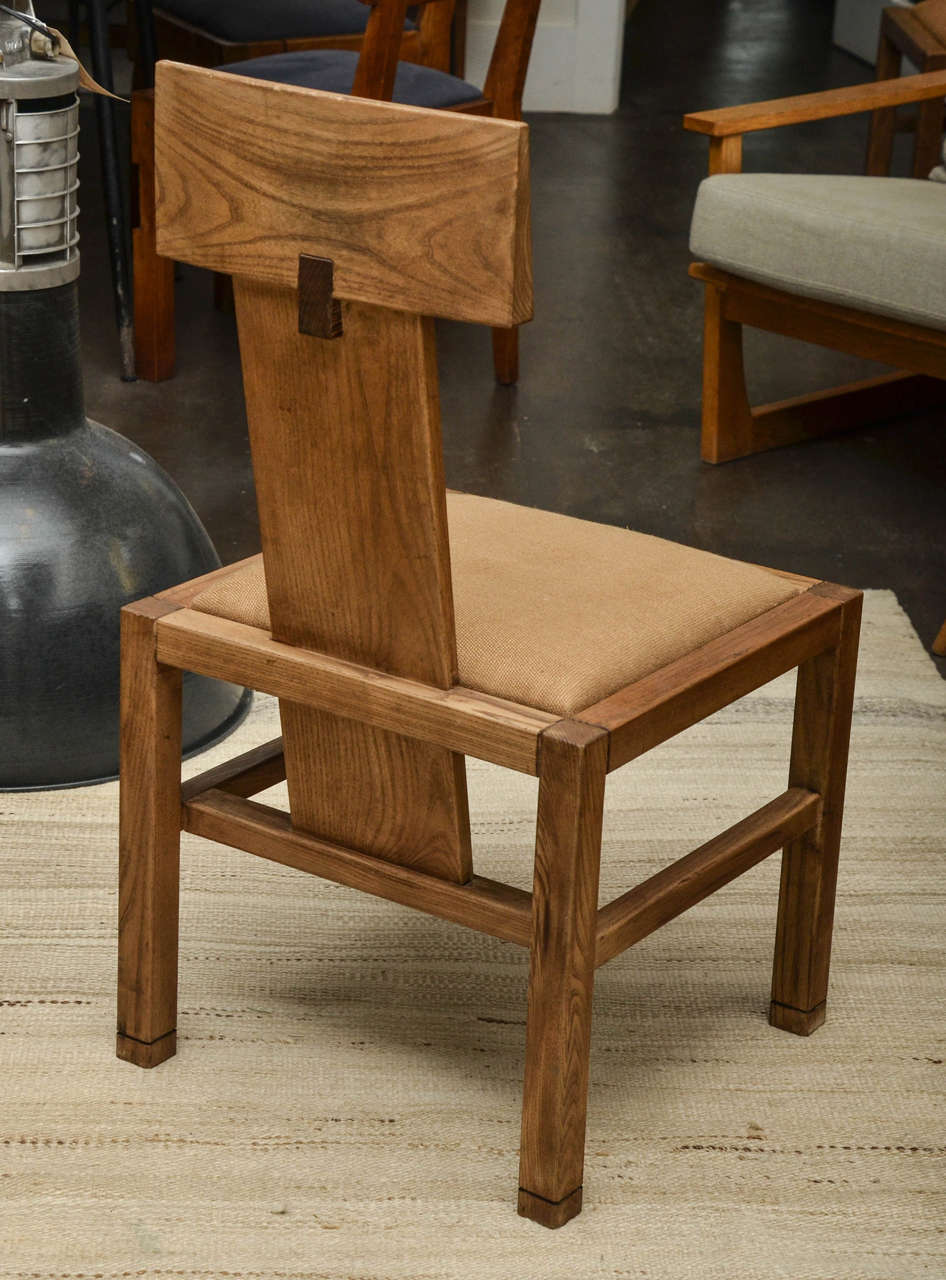 Mid-20th Century Pair of Oak Side Chairs by Andre Sornay