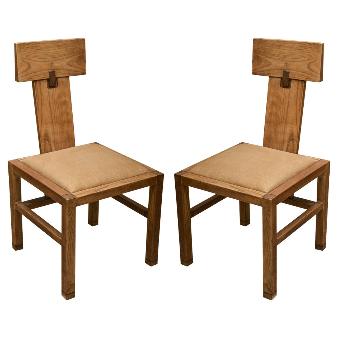 Pair of Oak Side Chairs by Andre Sornay