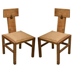 Pair of Oak Side Chairs by Andre Sornay