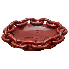 Red Ceramic Bowl with Chain Detail by Jerome Massier 1