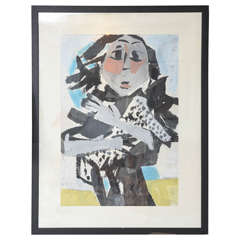 "Girl with Cat" Painting by Artist Vaclav Vytlacil