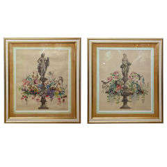 Dramatic Pair Of Large Scale Handpainted Depictions Of Statuary