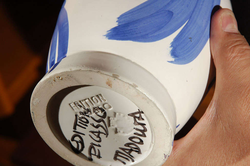 Pablo Picasso ceramic pitcher in blue  (Owl) Madoura 1