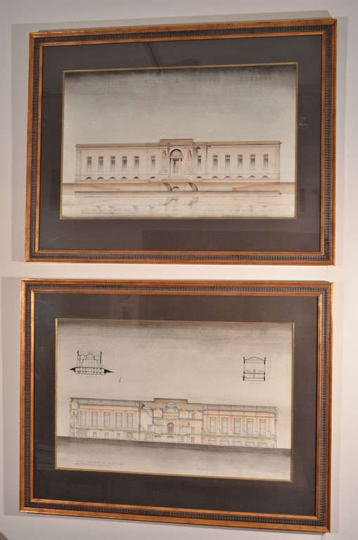 2er-Set „“Ein Entwurf für eine Marineakademie“ (Mitte des 20. Jahrhunderts) im Angebot