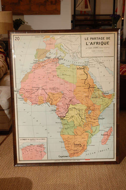 Map of Africa in Olive Wood Veneer Frame