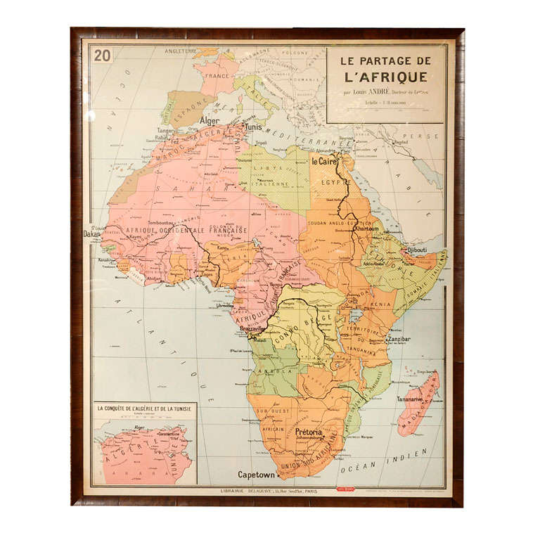 Map of Africa in Olive Wood Veneer Frame