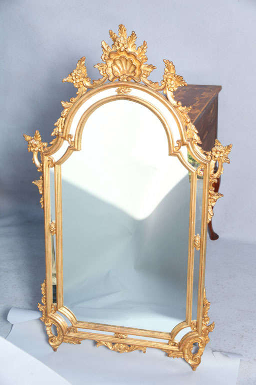 Pair of Boroque-Style Carved Giltwood Mirrors