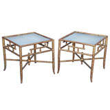 Pair of Gilded Iron Faux Bamboo Cocktail Tables