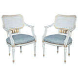 Pair of Italian Caned-back Armchairs c. 1940