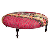 Round pouf made from Vintage Indian fabric
