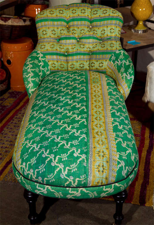 Chaise in vintage Indian fabric 3
