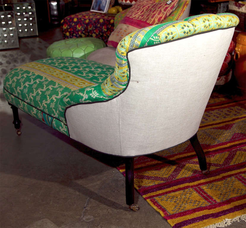 Chaise in vintage Indian fabric 6