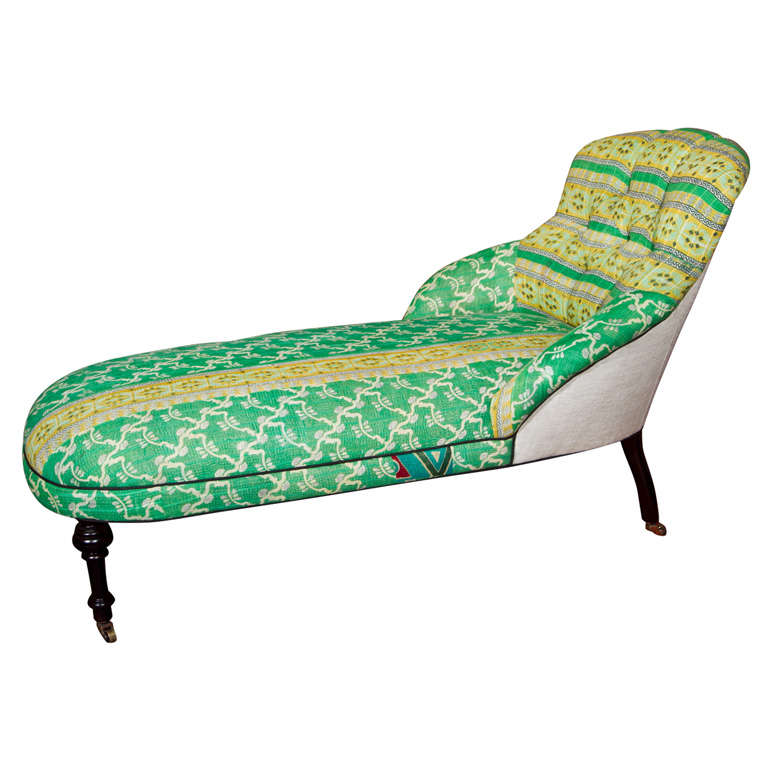 Chaise in vintage Indian fabric