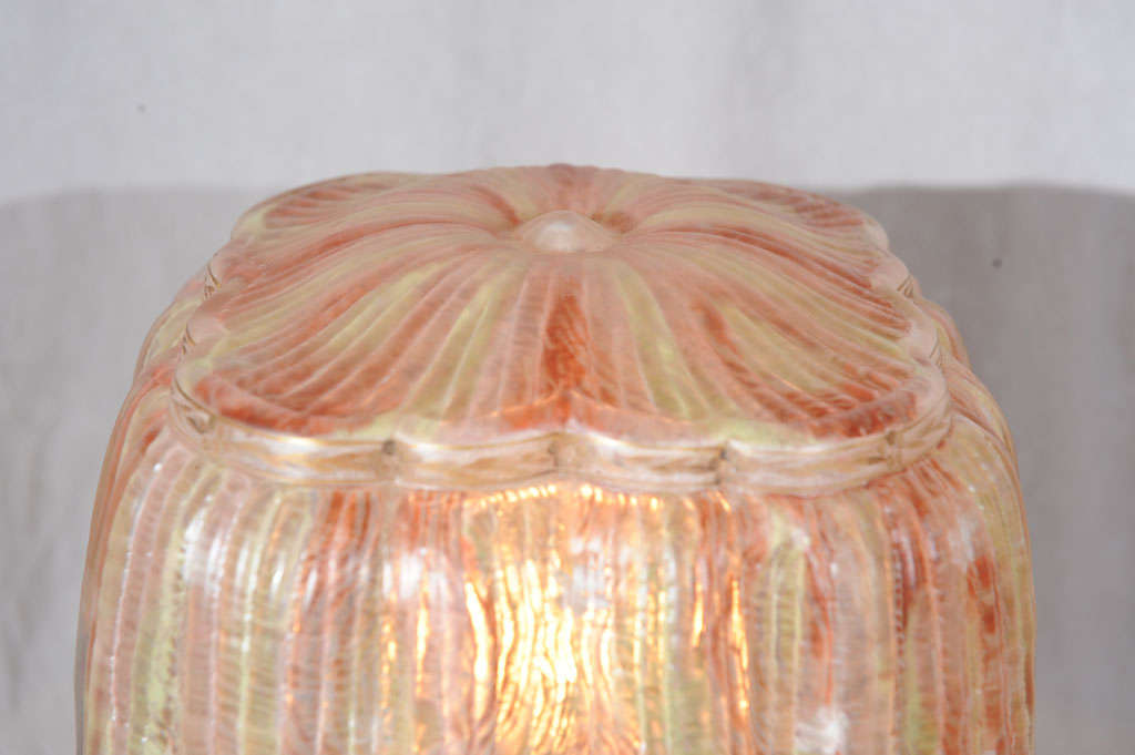 Reverse Painted Drapery Glass Pairpoint Boudoir Lamp 3