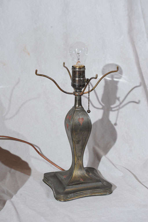 Reverse Painted Drapery Glass Pairpoint Boudoir Lamp 5