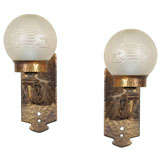 Pair of Arts and Crafts Hammered Sconces