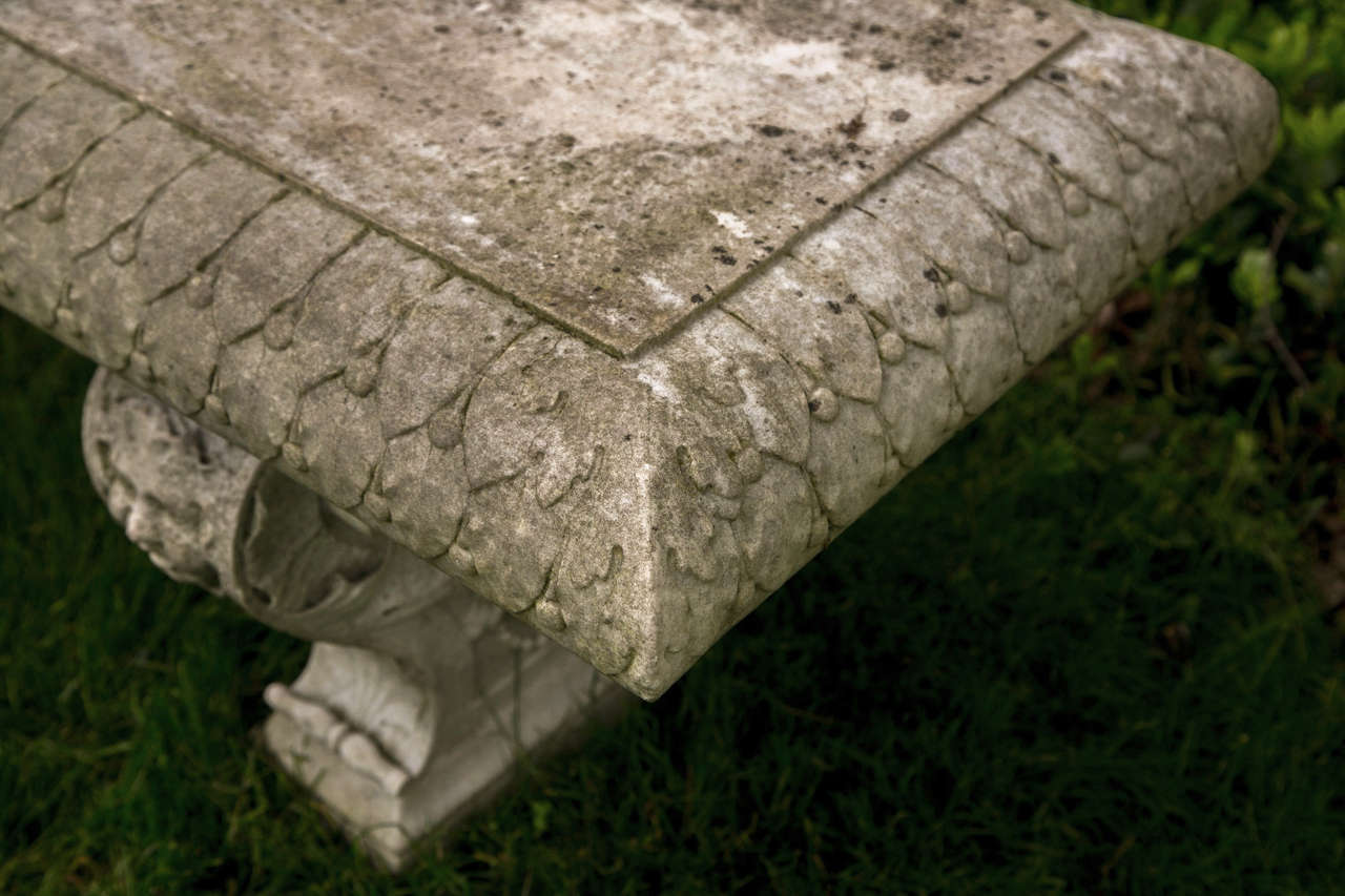 Italian Carved Marble Bench with Female Masks and Necklaces