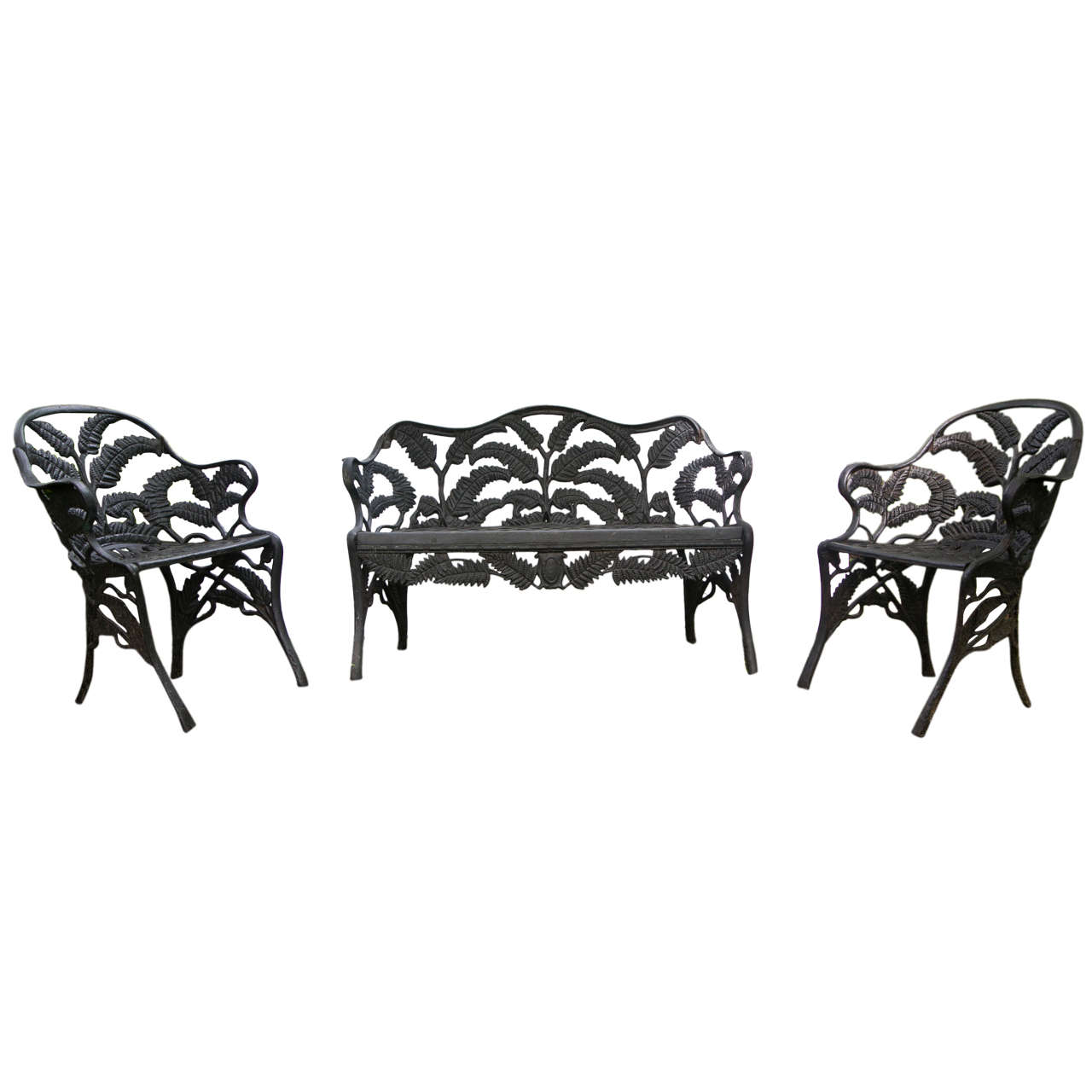 Exceptional Rare Marked New York Fern Set