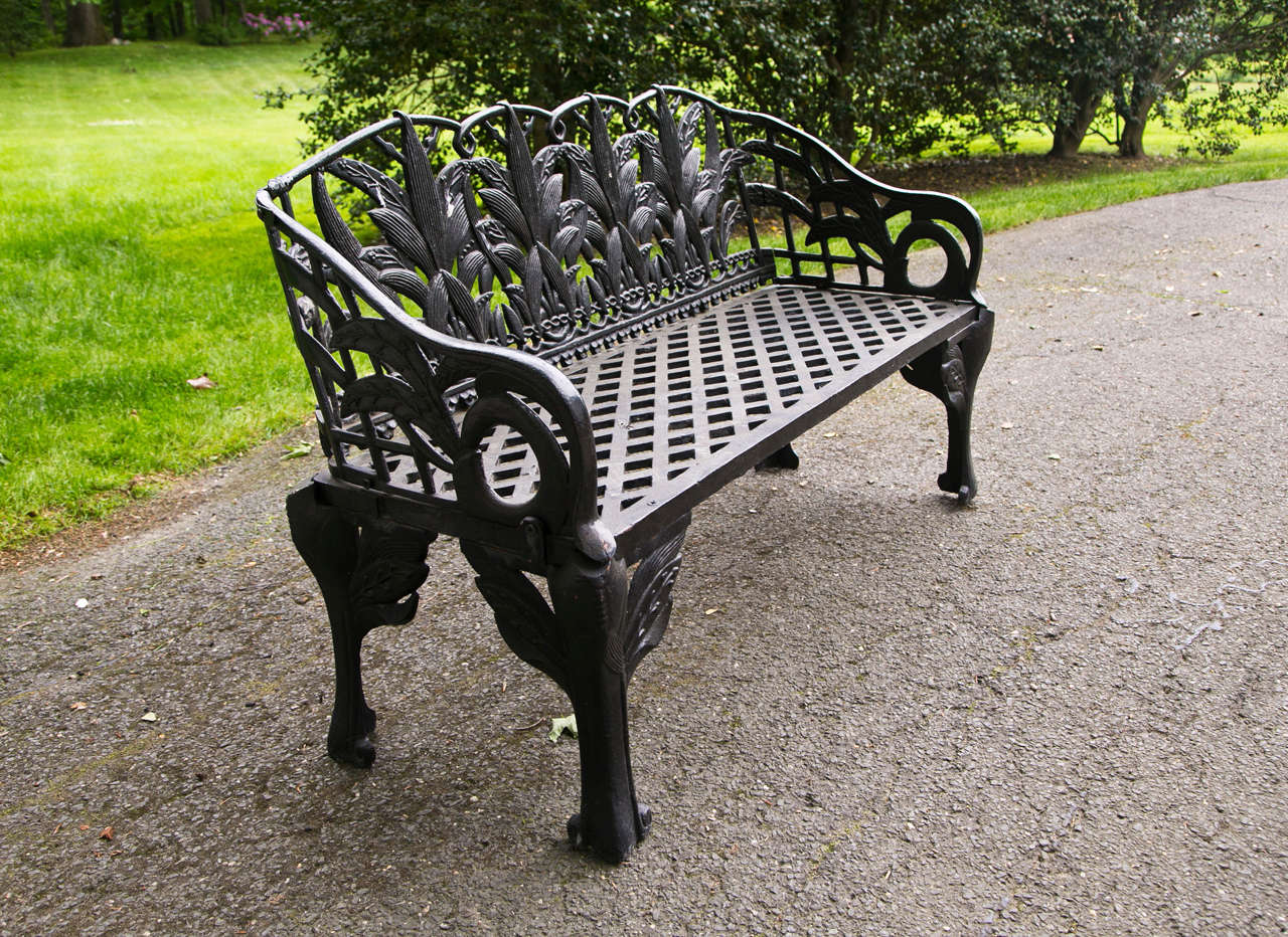 Pair of Black Cast Iron Benches at 1stDibs