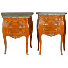 Pair of Louis XV Style Burl and Kingwood Side Tables