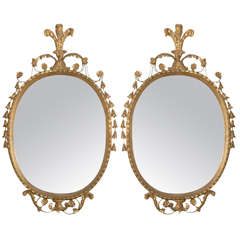 Pair of Adams Style Giltwood Mirrors