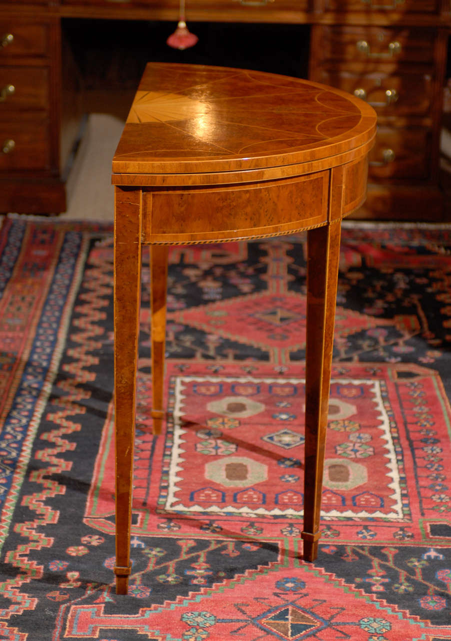 Satinwood Vintage Demilune Game Table