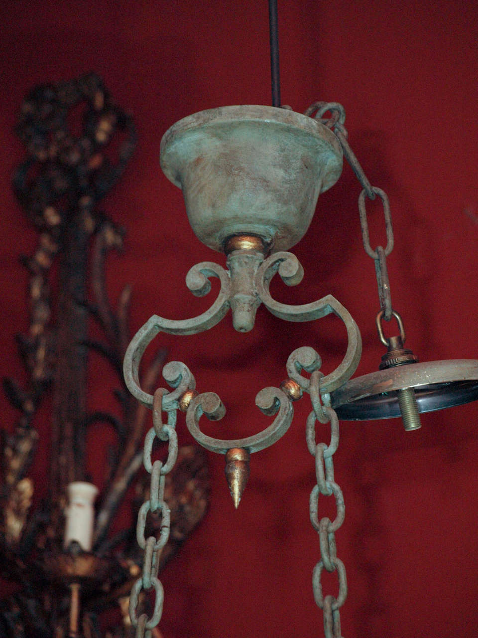 Revival French  Country Vintage Iron Chandelier