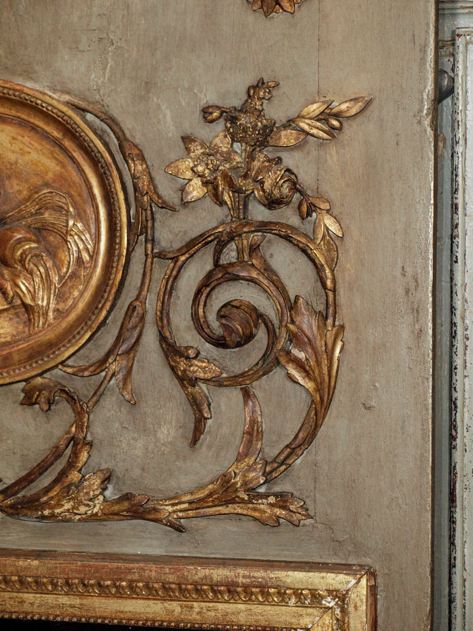 Gilt Louis XVI Trumeau Mirror For Sale